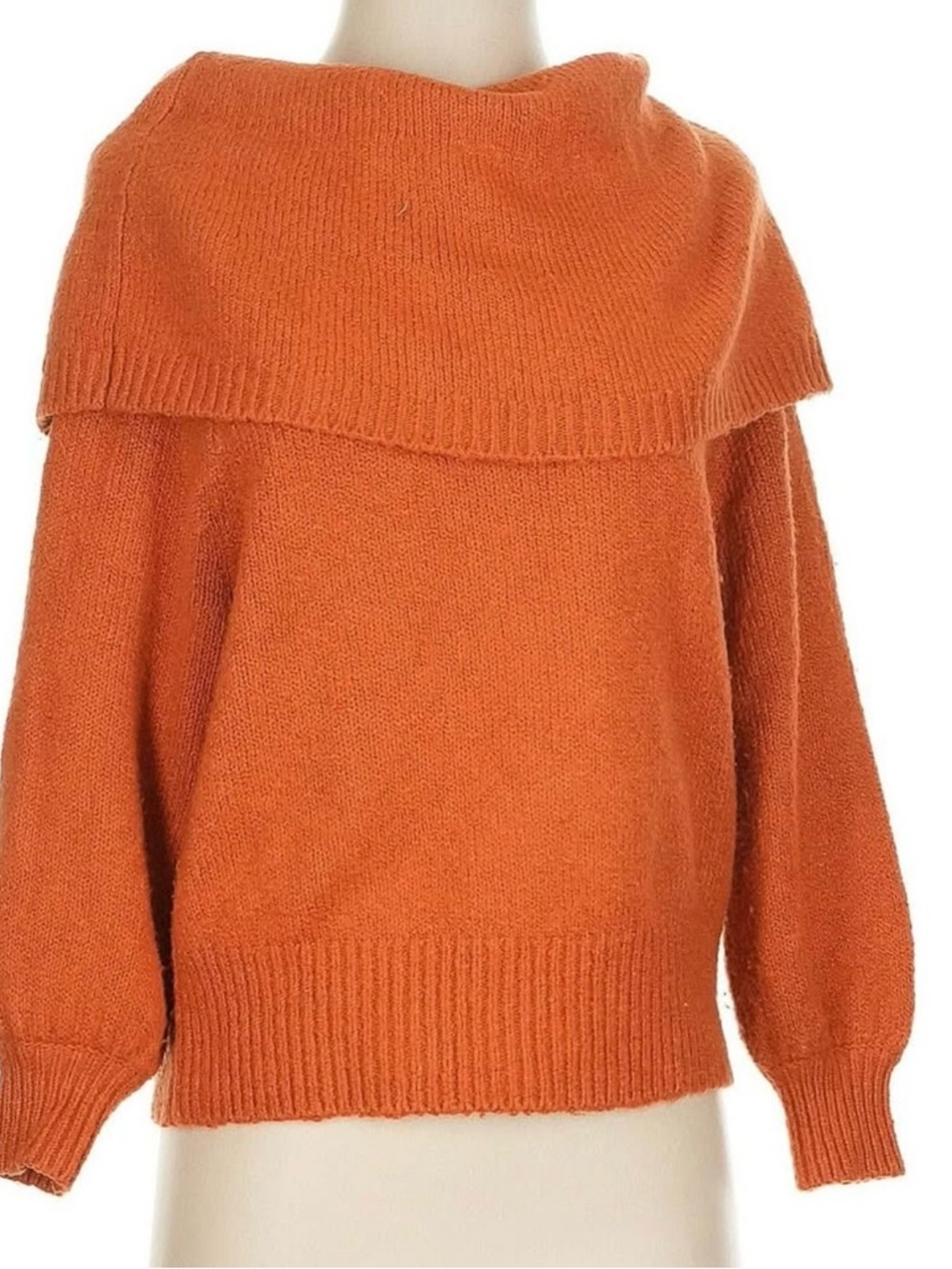 Anthropologie Burnt Orange Slouchy Cowl Neck Long Sleeve Sweater Size XS